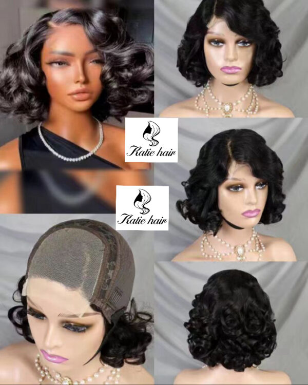 Raw peruvian loose curly 4*4 closure short bob wig - Image 4
