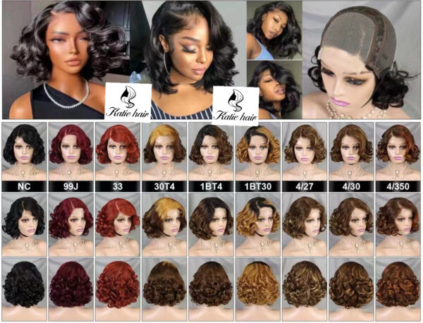 Raw peruvian loose curly 4*4 closure short bob wig - Image 2
