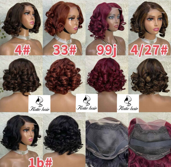 Raw peruvian loose curly 4*4 closure short bob wig - Image 3