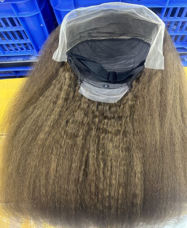 Hot sell 100% human color hair kinky straight 13*4 full frontal wig - Image 4
