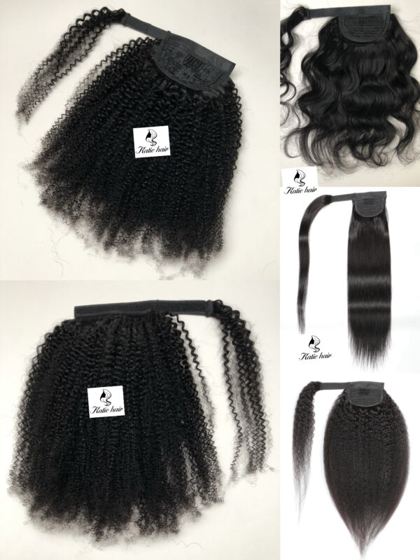Best selling 100% raw human hair natural black 1B Extension Remy Ponytail - Image 2