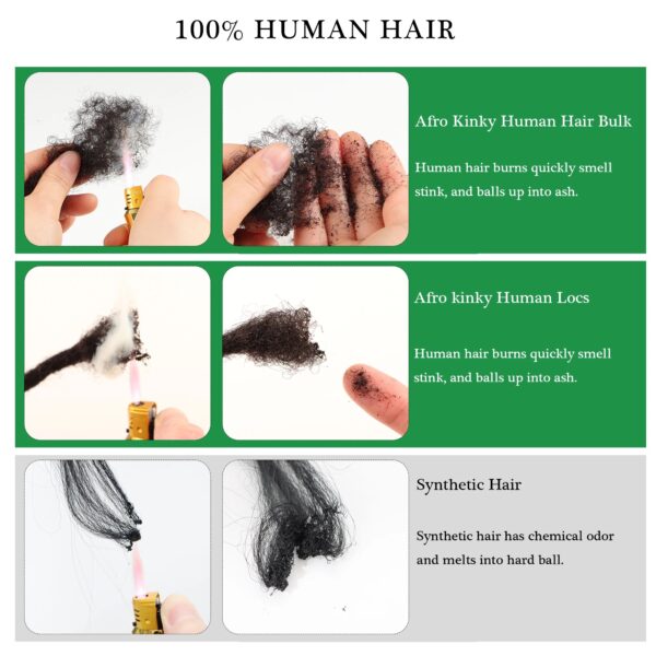 8inch 1B Afro kinky hair bulk braiding hair for dreadlocks human hair - Image 4