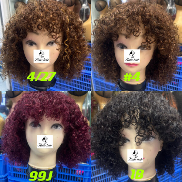 Fringe curly wig 100% human hair density 180% raw brazilian hair - Image 2