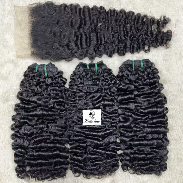 Super double drawn Burmese curly hair Virgin hair high quality - Image 2
