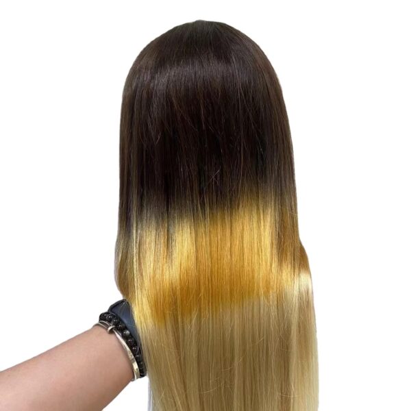 Fashionable 4/yellow/613 color Lace frontal wig 100% human hair - Image 3