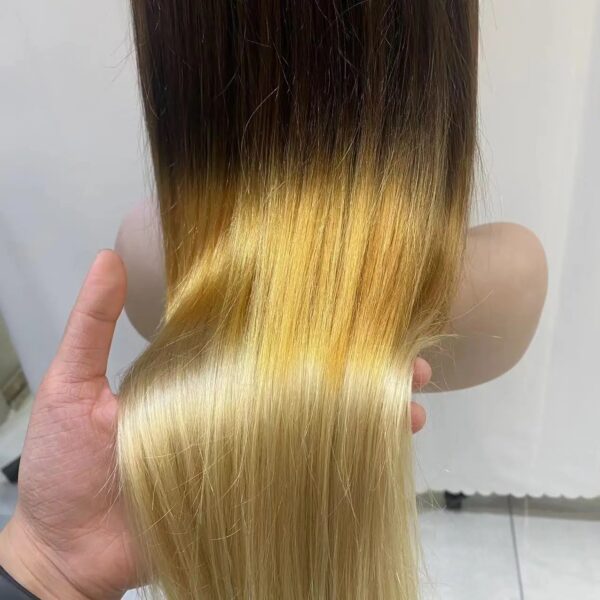Fashionable 4/yellow/613 color Lace frontal wig 100% human hair - Image 2