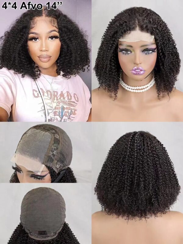 New arrival 4*4 Bob kinky curly closure wig - Image 2