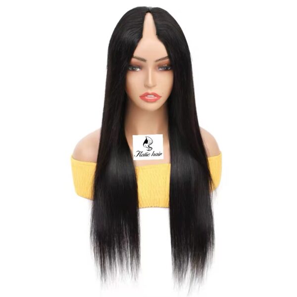 V-part lace wig natural black  peruvian hair high quality - Image 2