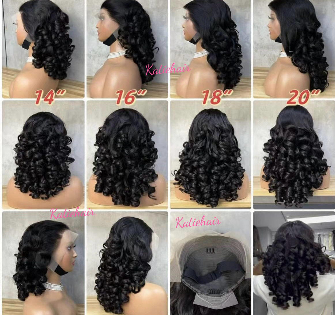 Double drawn bouncy curly lace frontal wig