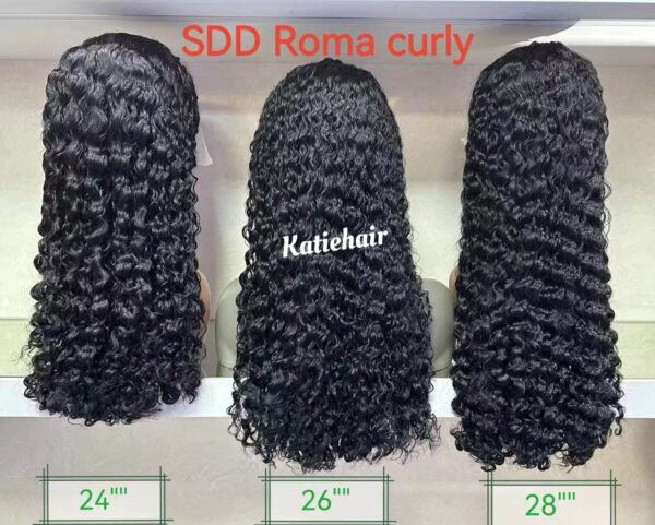 Super double drawn vietnam hair  QQ curly Lace frontal wig - Image 2