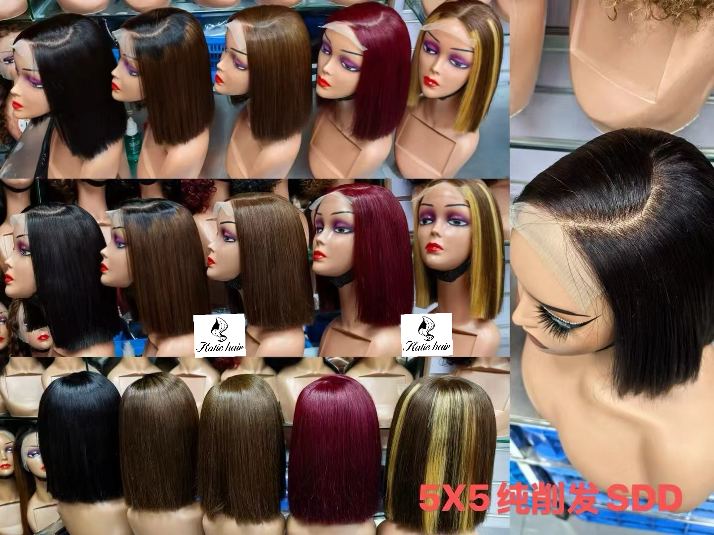 SDD vietnam hair side part 5*5 closure glueless wig
