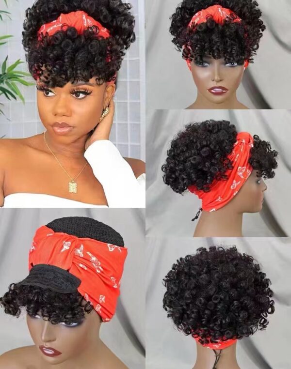 human hair fummi fringe wigs with headband - Image 3
