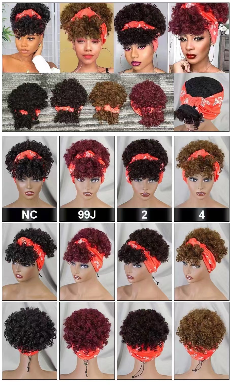 human hair fummi fringe wigs with headband