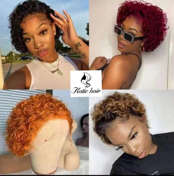 Curly pixie cut 13*4 full frontal wig - Image 3