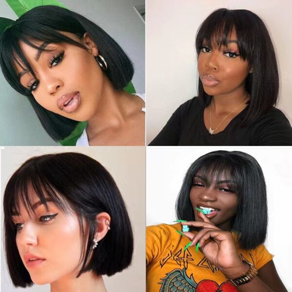 Factory wig fringe straight human hair 100% natural hair - Image 5