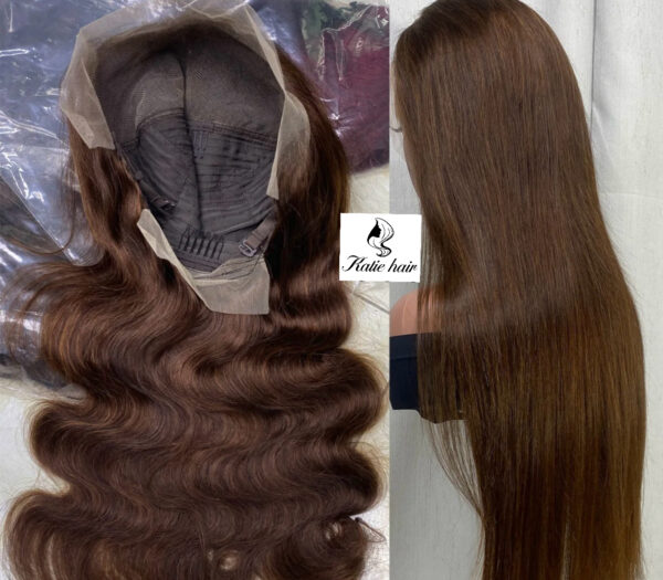 Chocolate color color4 Lace frontal 13*4 wig Grade 12A original human hair - Image 4