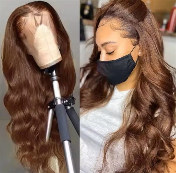 Chocolate color color4 Lace frontal 13*4 wig Grade 12A original human hair - Image 3