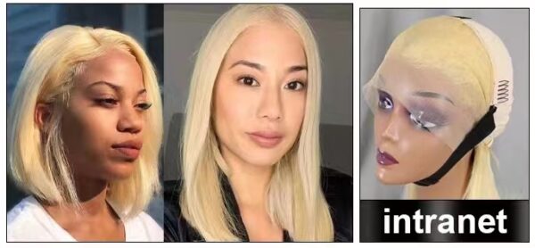 Raw human hair 13*4 lace frontal wig 613 blonde bob wig - Image 4