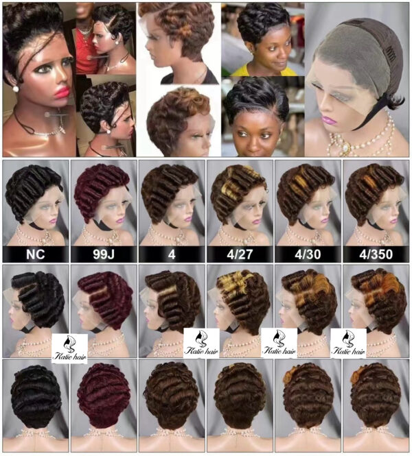 Hot sale pixie cut loose 13*4 full frontal wig 100% human hair - Image 2