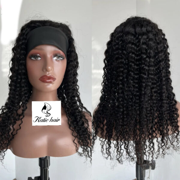 Natural black headband wigs raw virgin human hair - Image 5
