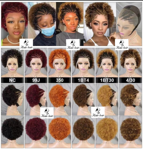 Braid kinky curly afro 13*4 lace front wig human hair - Image 5