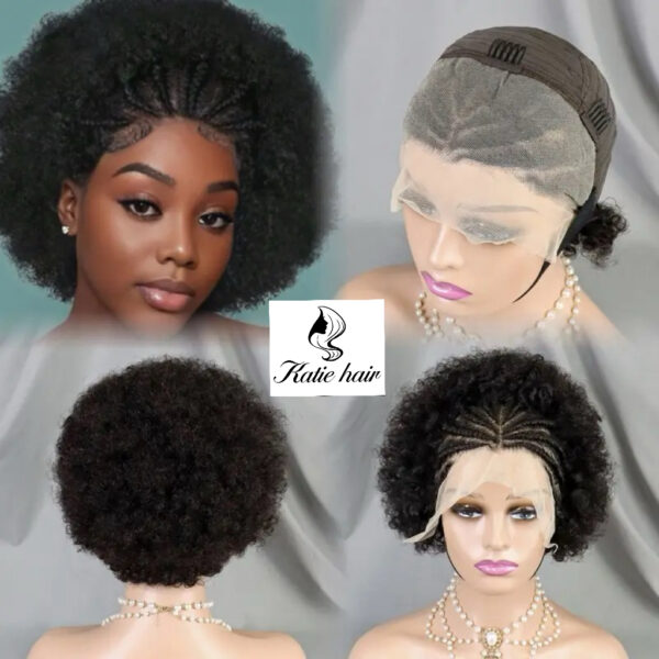 Braid kinky curly afro 13*4 lace front wig human hair - Image 2