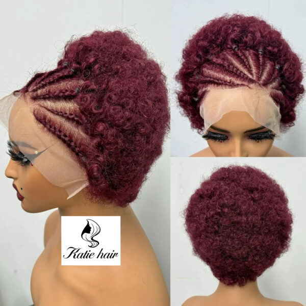 Braid kinky curly afro 13*4 lace front wig human hair - Image 3