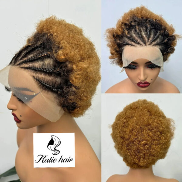 Braid kinky curly afro 13*4 lace front wig human hair - Image 4