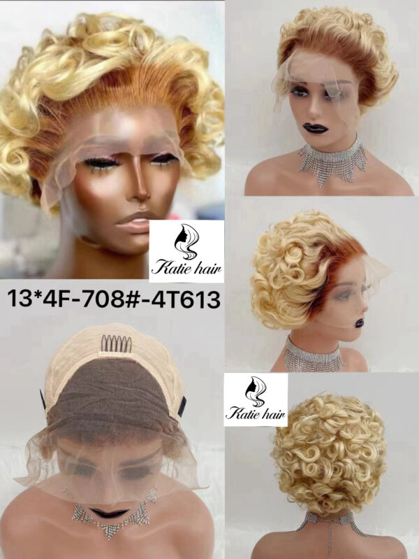 Hot sale 4T613 blonde 13*4 lace frontal pixie wigs - Image 2