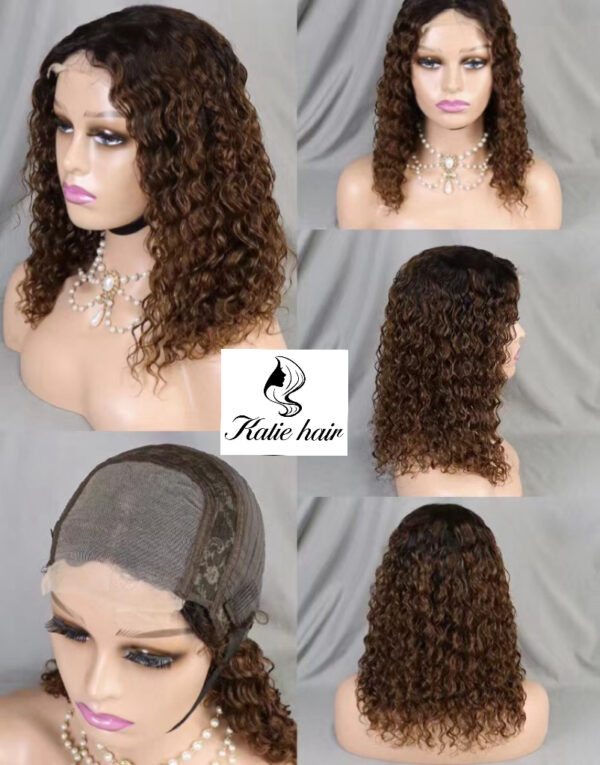 Water wave color hair curly 4*4 closure wig 100% human hair - Image 4