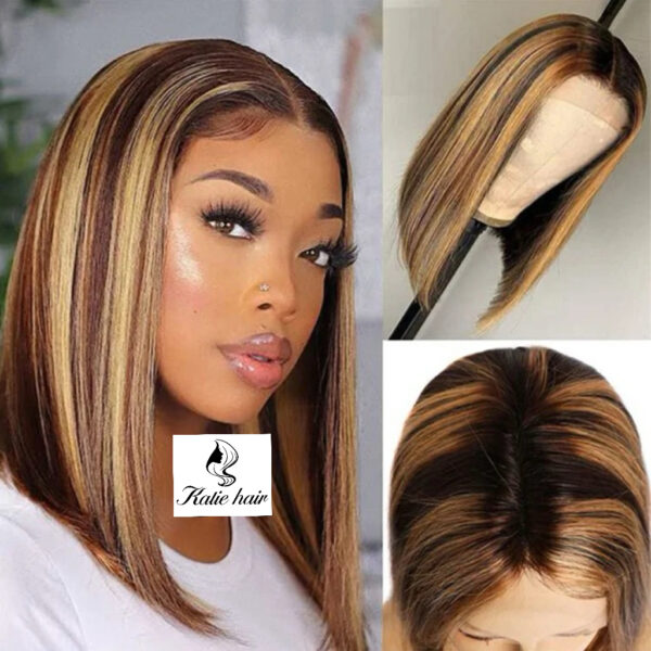Straight color 4*4 closure wig 100% human hair - Image 2