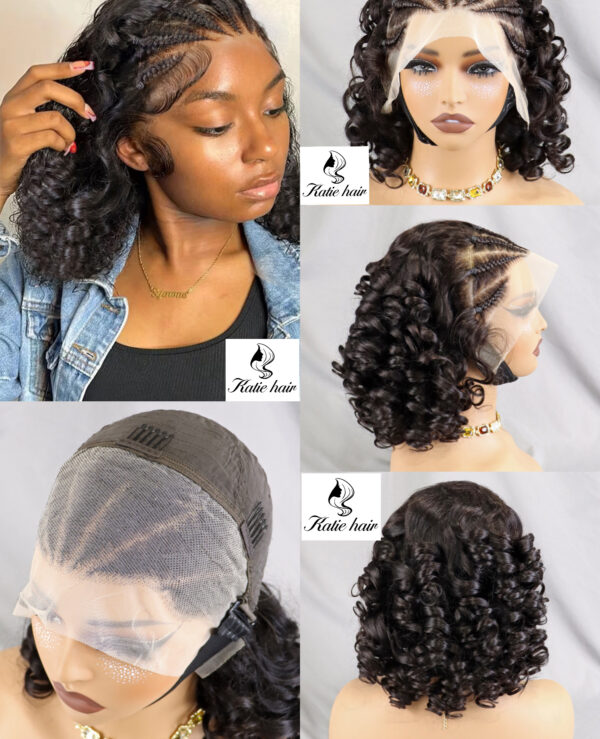 New fashion Braid Loose fumi Lace frontal wig 100% human hair - Image 3