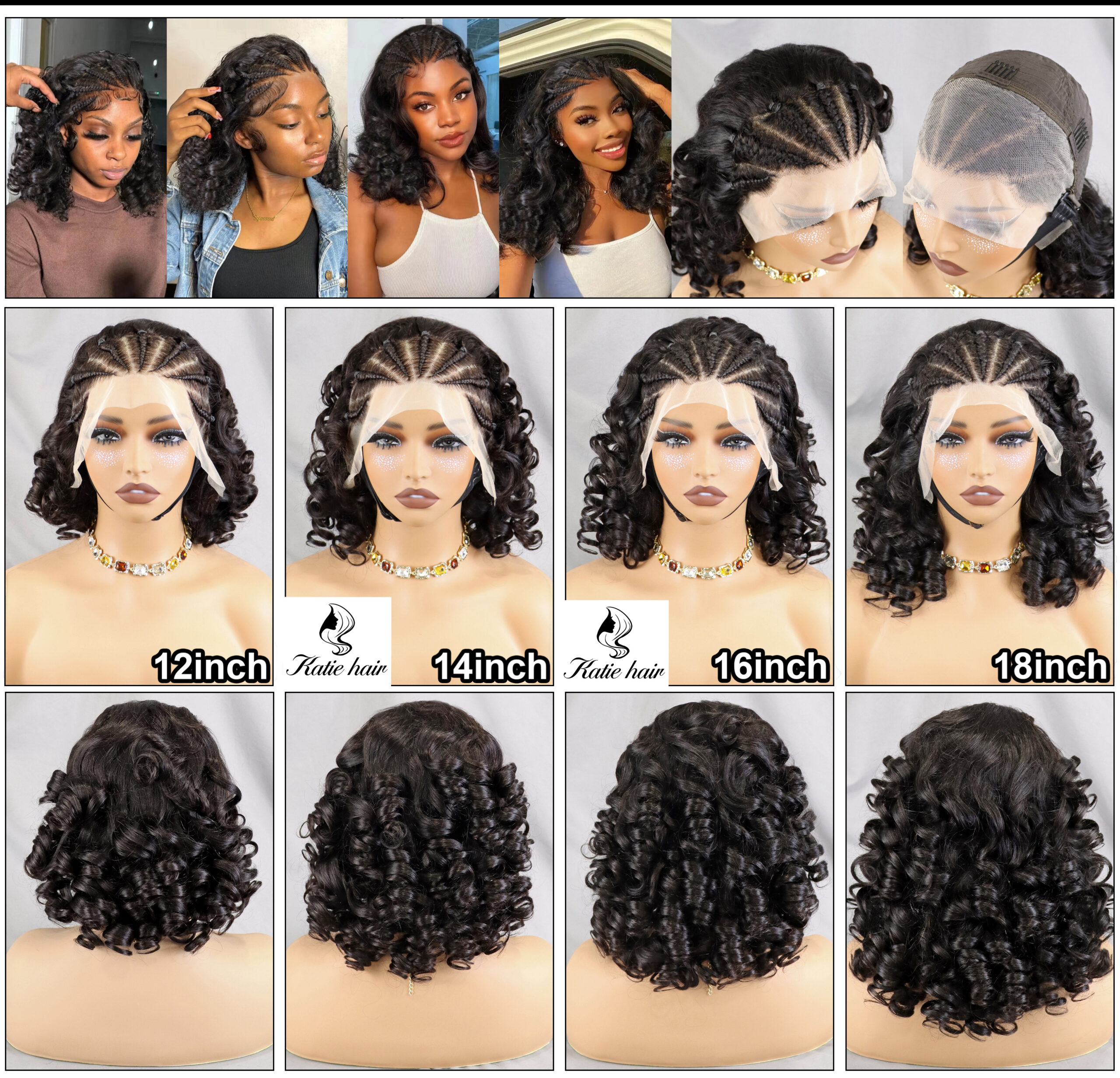 New fashion Braid Loose fumi Lace frontal wig 100% human hair