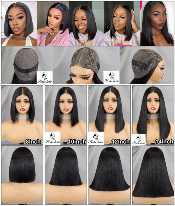 Super double drawn 2*6 Glueless closure Bob wig high density - Image 2