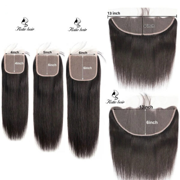 Straight Transparent lace & good density closure natural black 1B - Image 2