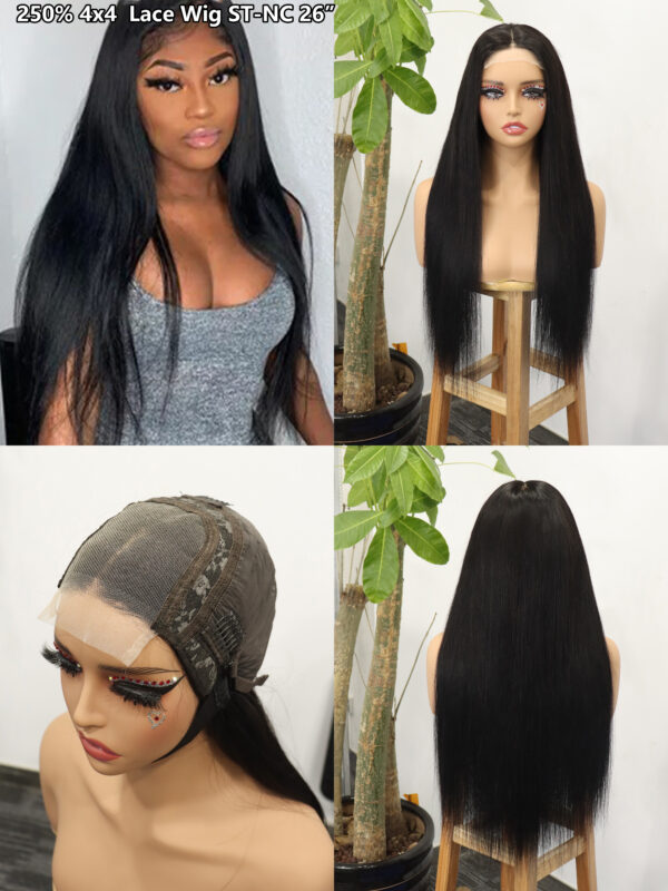 density 250% 4*4 lace closure wig straight NC# - Image 2