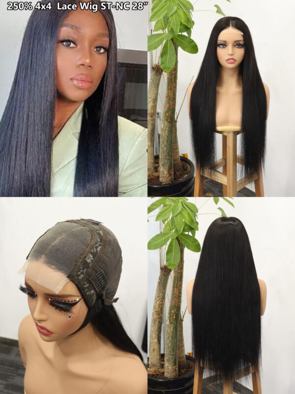 density 250% 4*4 lace closure wig straight NC# - Image 4