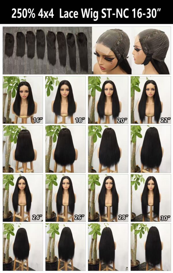 density 250% 4*4 lace closure wig straight NC#