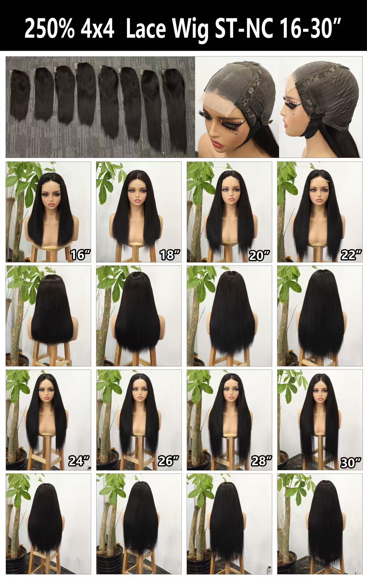 density 250% 4*4 lace closure wig straight NC#