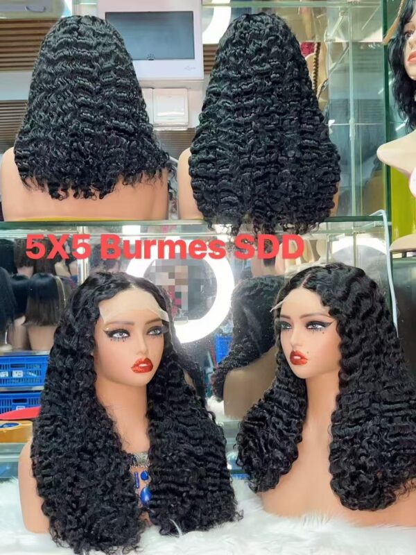 Super double drawn 5*5 burmese curly closure wig