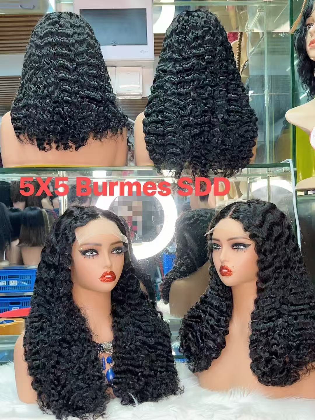 Super double drawn 5*5 burmese curly closure wig