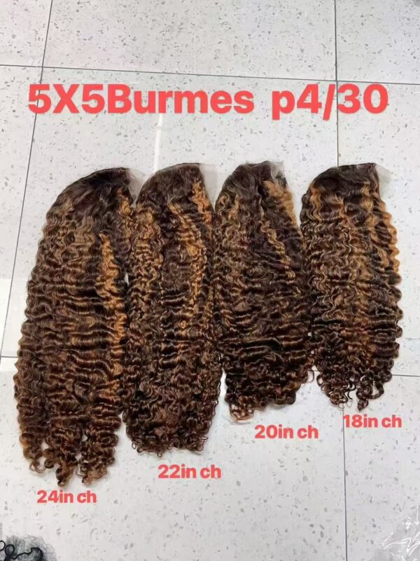 Super double drawn 5*5 burmese curly closure wig - Image 3