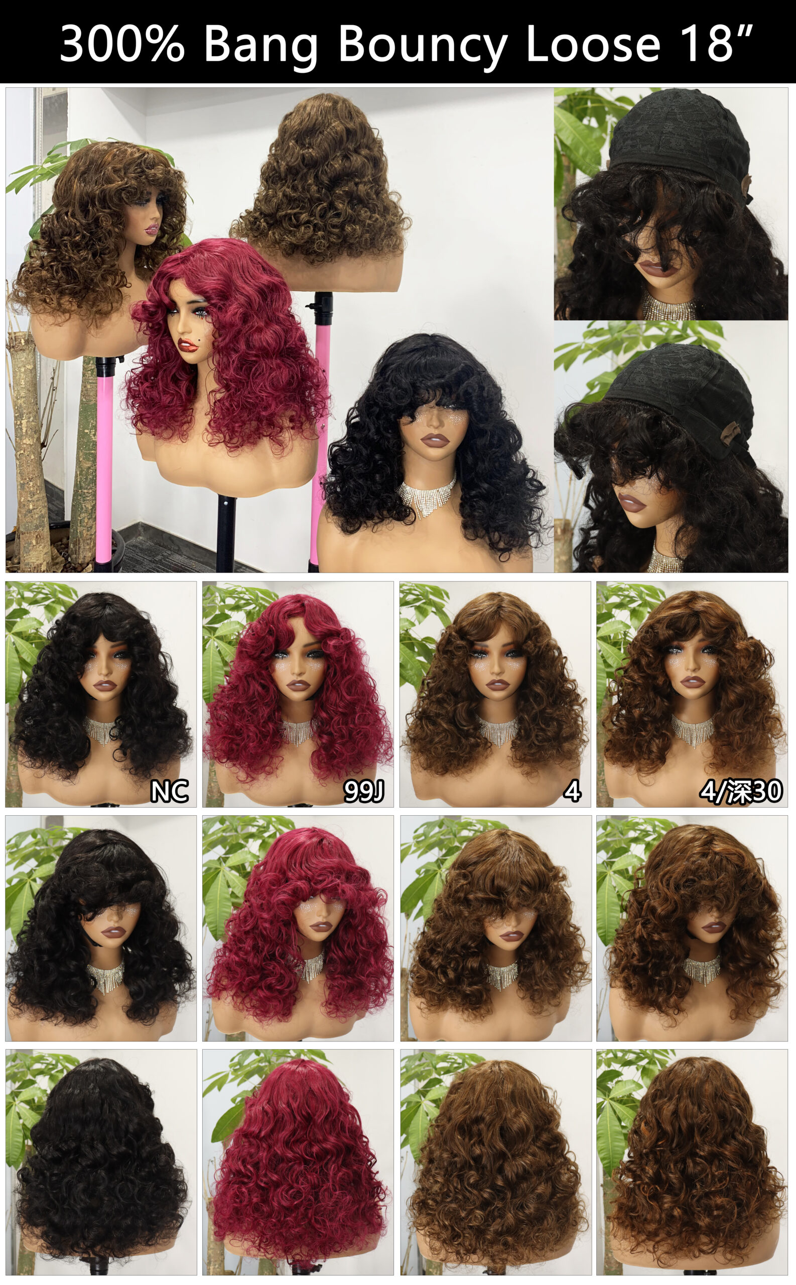 Fringe natural wave closure wig 18inches 100% human hair original