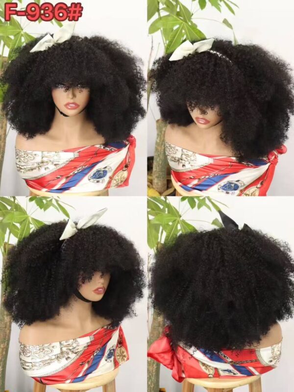 Density 310% kinky afro fringe closure wig 14inch