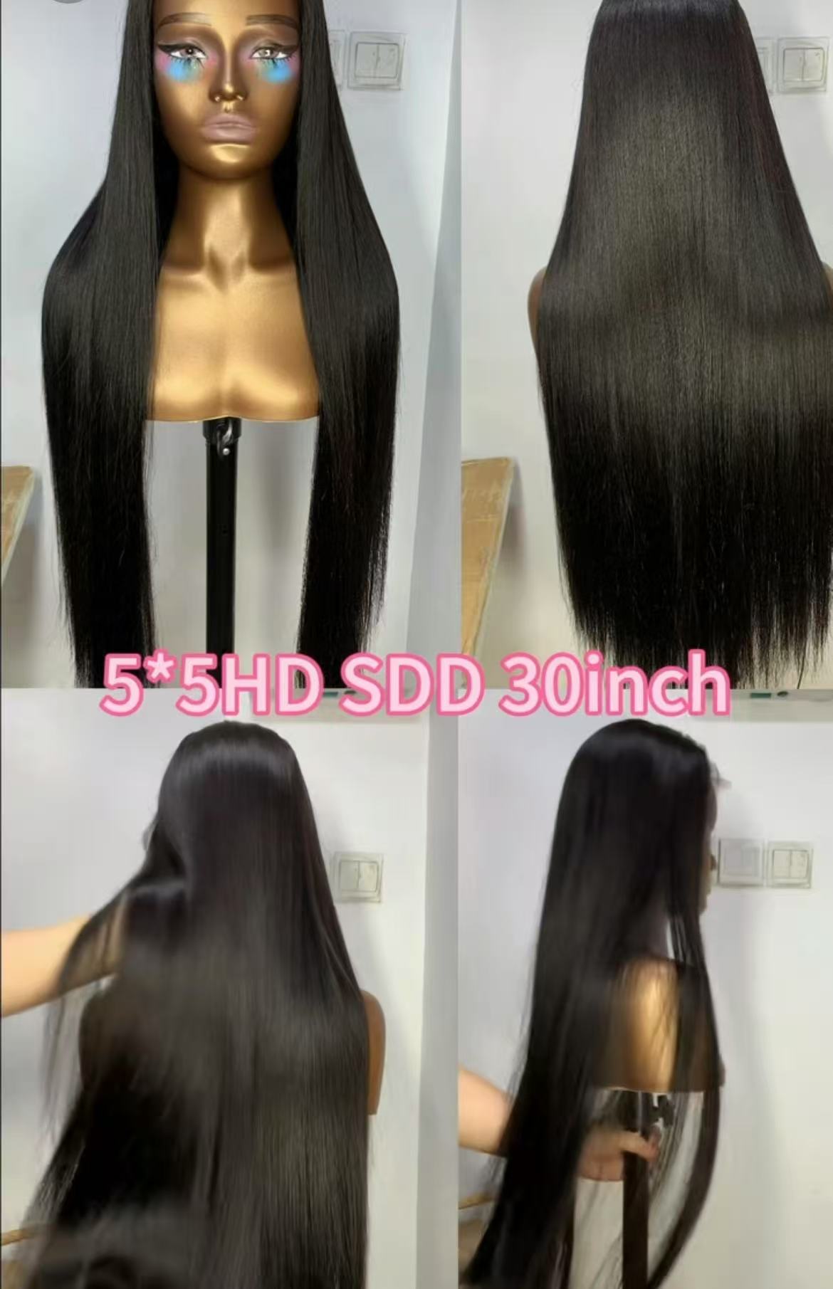 HD 5*5 super doube drawn closure wig 30 inch