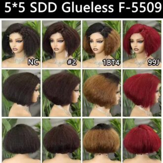 density 300% 5*5 sdd kinky straight glueless closure wig